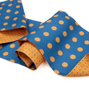 Bandeau de soie 13x140, Gros et mini Pois – Bleu Orange