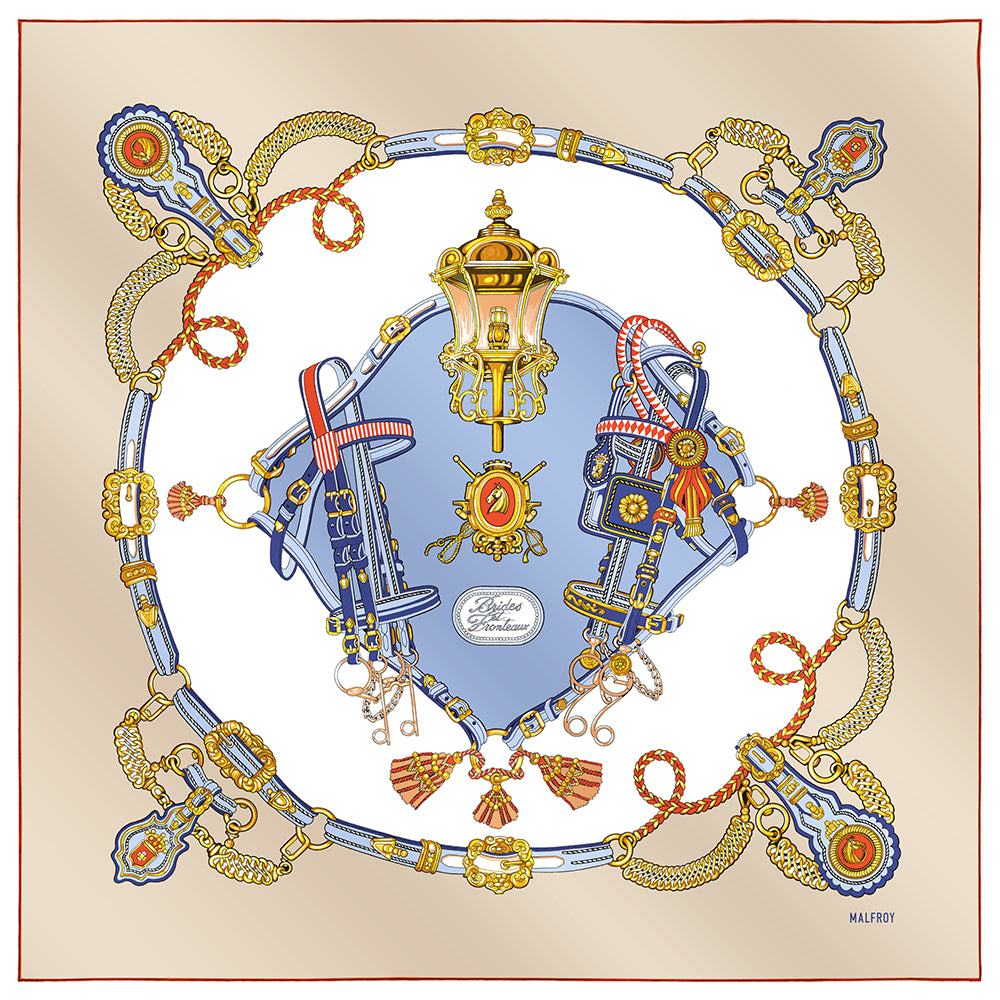 Carré De Soie Jaune - Brides Et Fronteaux, Neuf Sans étiquette, Accessoire Femme