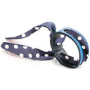 Bracelet Cuir et Lien en Pois – Bleu Marine