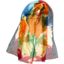 Echarpe en soie 43x160, mousseline de soie Paints de l’artiste Thuy – Orange