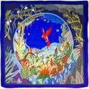 Wool and Silk Square 120, Nocturnal Macaw by the Artist Alain Thomas – Blue
