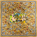 Carré de soie 90, Lyon Graff And Maps – Beige