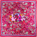 90cm Silk Scarf, Lyon Graff and Maps – Fuchsia