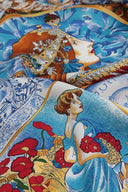 Carré de soie 90,  Mucha 4 Saisons – Bleu
