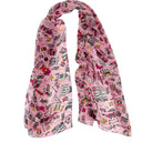 Echarpe en soie 43x140, mousseline de soie Maps Lyon – Rose
