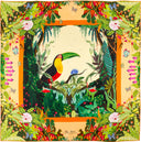 Carré de soie 90, Toucan de l’artiste Alain Thomas – Orange