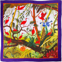 Wool and Silk Square 120, Red Ibis by the Artist Alain Thomas – Purple