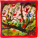 Wool and Silk Square 120, Red Ibis by the Artist Alain Thomas – Red