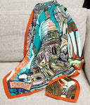 Wool and Silk Square 120, Paris – Orange