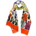Echarpe en laine et soie 46x180 Jardin de l’artiste Thuy – Orange