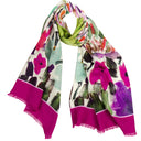 Echarpe en laine et soie 46x180 Jardin de l’artiste Thuy – Fuchsia
