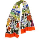 Wool and Silk Scarf 46x180, The Garden by the Artist Thuy – Orange