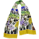 Thuy’s "Artist’s Garden" Wool and Silk Scarf (46x180) – Yellow