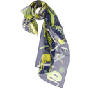 Silk Scarf 43x140, Foliage and Animals – Green