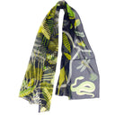 Silk Scarf 43x140, Foliage and Animals – Green