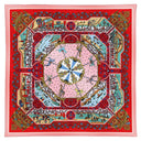 Carré en laine et soie 120 Un Dimanche au Parc – Rouge