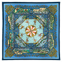 Carré en laine et soie 120 Un Dimanche au Parc – Bleu