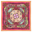 Carré en laine et soie 120 Un Dimanche au Parc – Rose