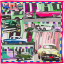 Carré de soie 120, pongé de soie Ruelles Cubaines de l’Artiste Anne du Planty – Rose Vert