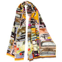 Echarpe en laine et soie 67x180 Puzzle de Carrosseries de l’Artiste Anne Du Planty – Jaune