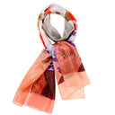 Echarpe en soie 33x140, pongé de soie Bouquets, de l’artiste Thuy – Orange