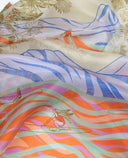 Echarpe en soie 33x140, pongé de soie La Baie des Surfeurs – Orange