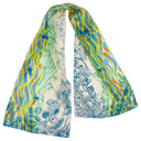 Echarpe en soie 33x140, La Baie des Surfeurs – Vert