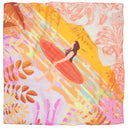 Carré en coton et soie 67 “A l’Eau !” – Orange Fuchsia