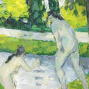 Carré de soie 67, Cézanne Baigneuse– Kaki