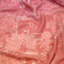 Carré en laine et soie 120 Modern Jouy – Orange Fuchsia