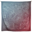 Carré en laine et soie 120 Modern Jouy – Bleu Bordeaux