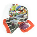 Echarpe en laine et soie 67x180 Grand Jardin de l’artiste Thuy – Orange