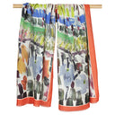 Echarpe en laine et soie 67x180 Grand Jardin de l’artiste Thuy – Orange