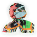 Echarpe en laine et soie 67x180 Carros Americanos de l’artiste Anne du Planty – Orange