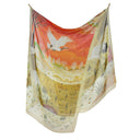 Echarpe en soie 67x180, mousseline de soie Les 2 Grues de l’Artiste Alain Thomas – Beige