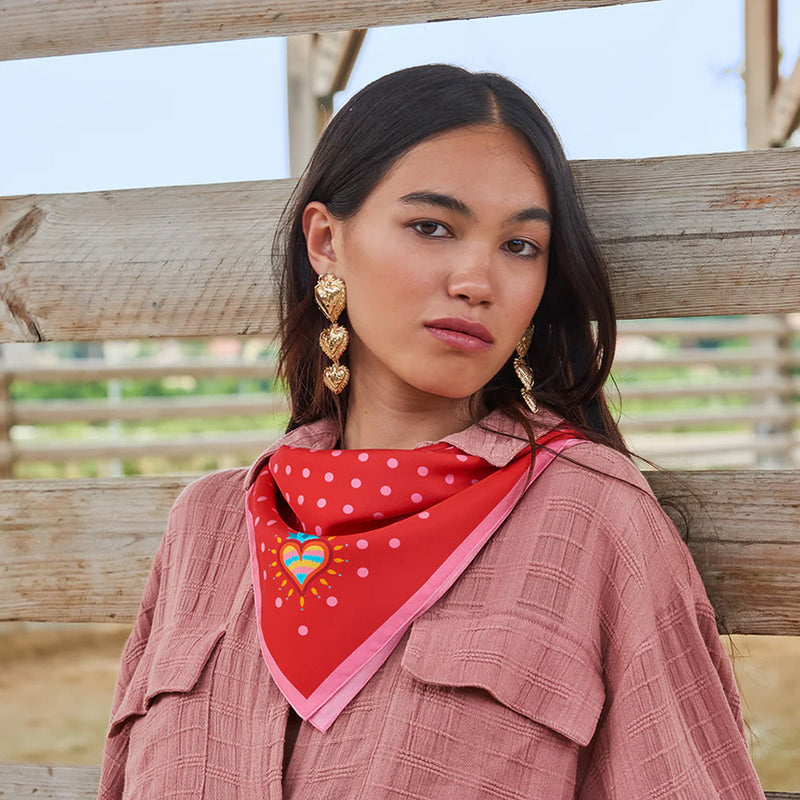 Silk Square 67, Polka Dots – Red Rose