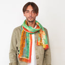 Echarpe en Lin et Coton 51x180 Ecume de l’artiste Thuy – Orange