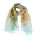 Echarpe en soie 43x140, mousseline de soie Morisot, Jeune Fille au Panier – Bleu