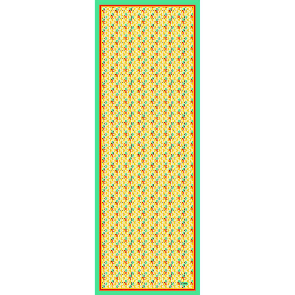 Foulard Carré En Voile De Coton - Impression Block Print Artisanale - 75x75 Cm - Vert Et Jaune - Style Cheich Léger - 14