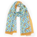 Echarpe en coton et soie 67x180 Color Mosaic – Bleu Orange