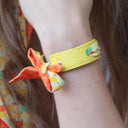Bracelet Cuir et Lien en Hexa/Mini Pois – Jaune