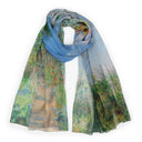 Echarpe en soie 67x180, mousseline de soie Monet La Promenade – Bleu Ciel