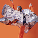 Carré de soie 120, Toile de Jouy Sport – Bleu