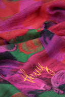Carré en laine et soie 120 La Forêt de l’Artiste Thuy – Fuchsia