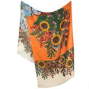 Echarpe en laine et soie 67x180 Fleurs d’Hiver de l’Artiste Alain Thomas – Ivoire