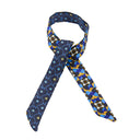 Lien en soie Rosaces Monogramme – Bleu Marine