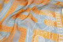 Echarpe en soie 43x140, mousseline de soie Le fil D’Ariane – Bleu Orange
