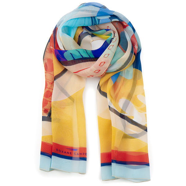Foulard Carré Transparent Orange Vintage Bedcrumb - Soie, Dentelle, Motifs Floraux - Neuf Avec Petits Défauts