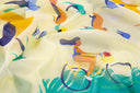 Echarpe en coton et soie 67x180 l’Envolée de l’artiste Roxane Campoy – Beige