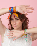 Bracelet Cuir et Lien en Viva et Mini Pois – Jaune